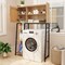 Natural PE Rattan and Engineered Wood Toilet Rack with Adjustable Shelves